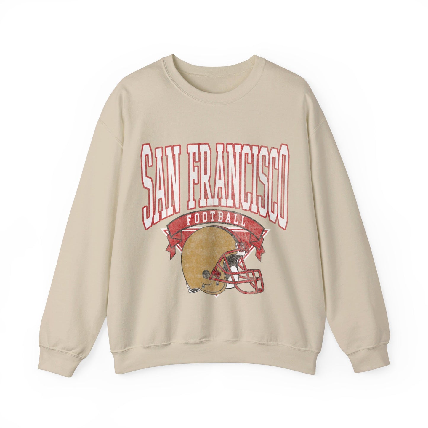 DISTRESSED SAN FRANCISCO FOOTBALL CREWNECK SWEATSHIRT