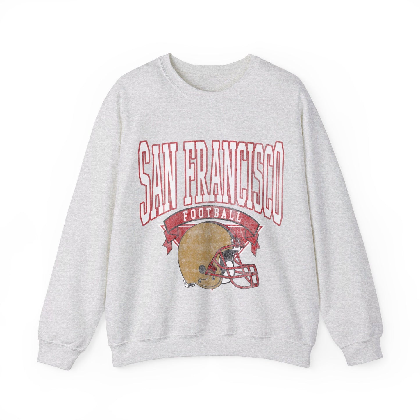 DISTRESSED SAN FRANCISCO FOOTBALL CREWNECK SWEATSHIRT