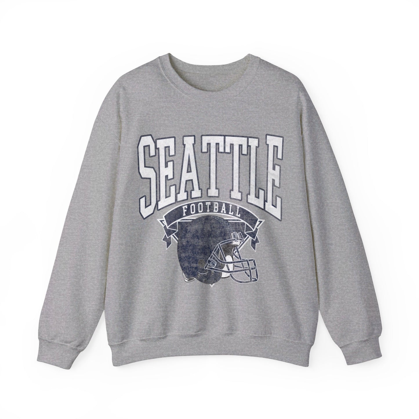 DISTRESSED SEATTLE FOOTBALL CREWNECK SWEATSHIRT