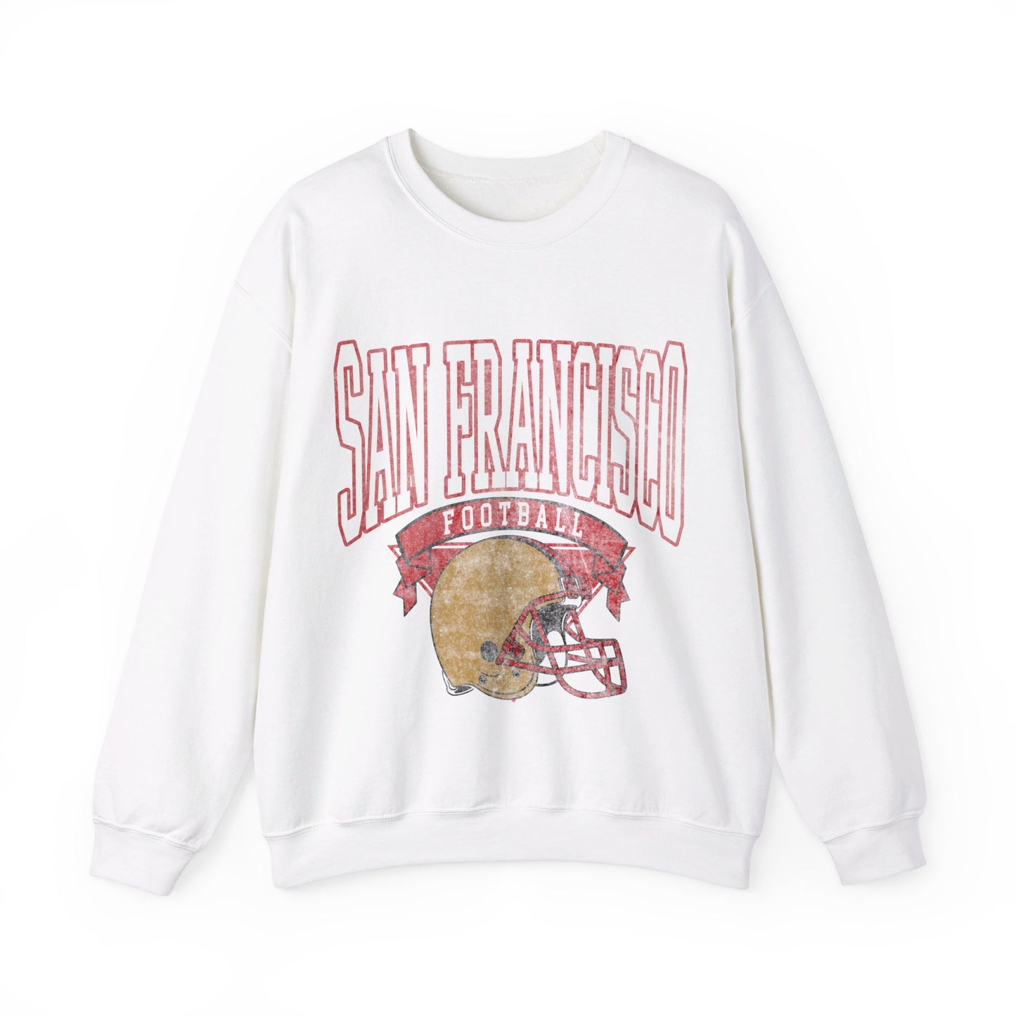 DISTRESSED SAN FRANCISCO FOOTBALL CREWNECK SWEATSHIRT