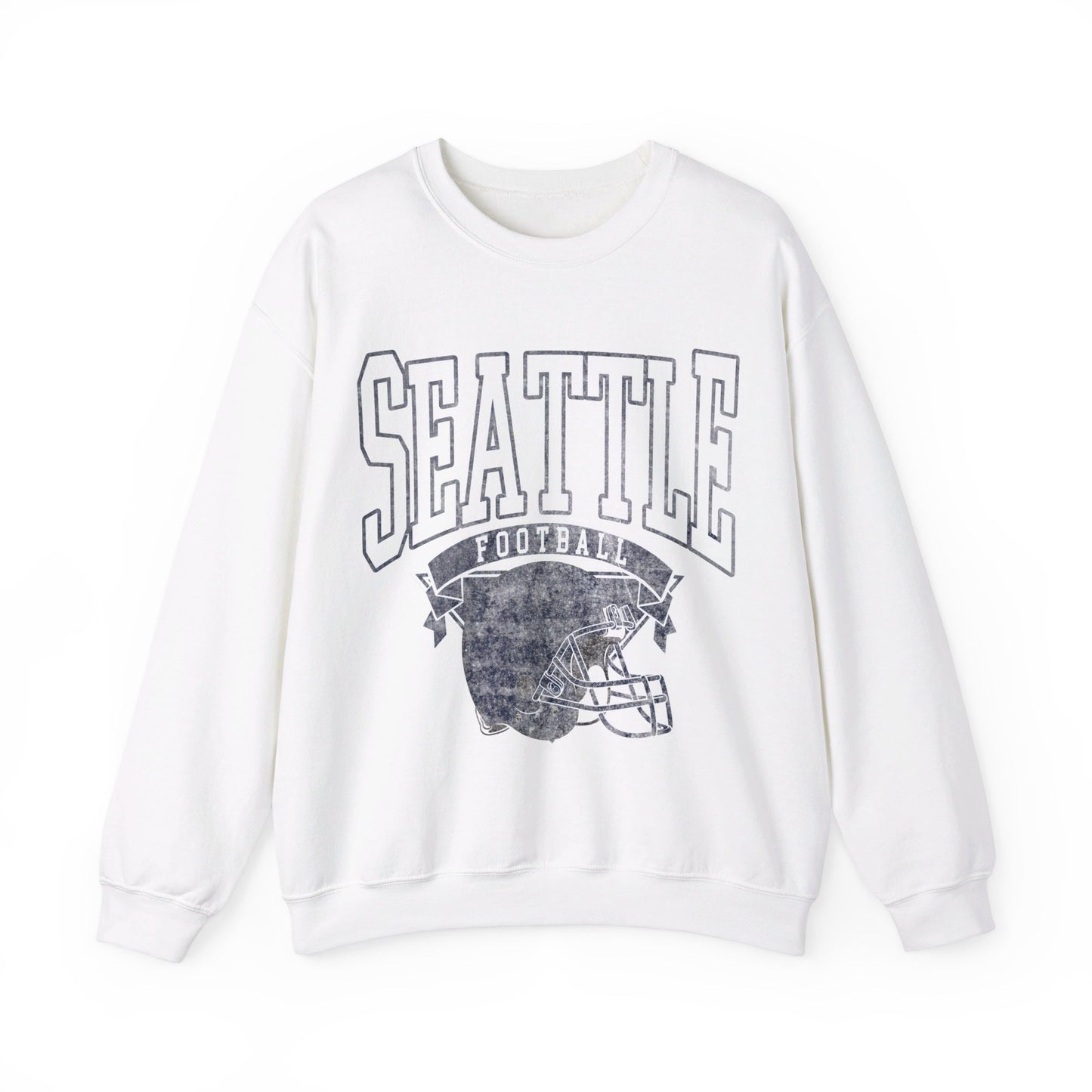 DISTRESSED SEATTLE FOOTBALL CREWNECK SWEATSHIRT
