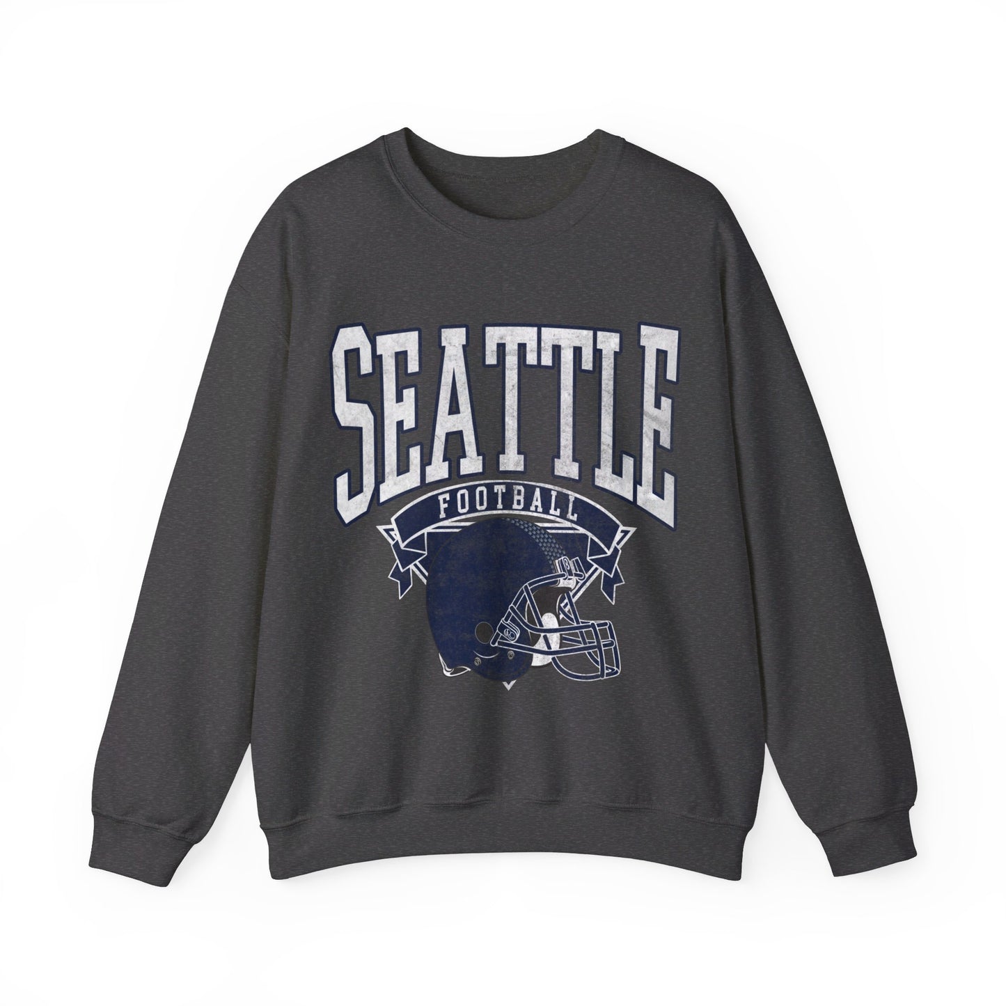 DISTRESSED SEATTLE FOOTBALL CREWNECK SWEATSHIRT