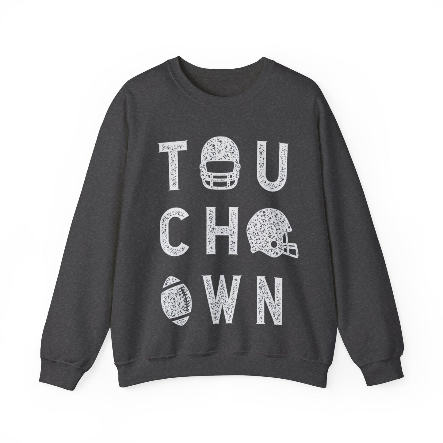 DISTRESSED TOUCHDOWN FOOTBALL CREWNECK SWEATSHIRT