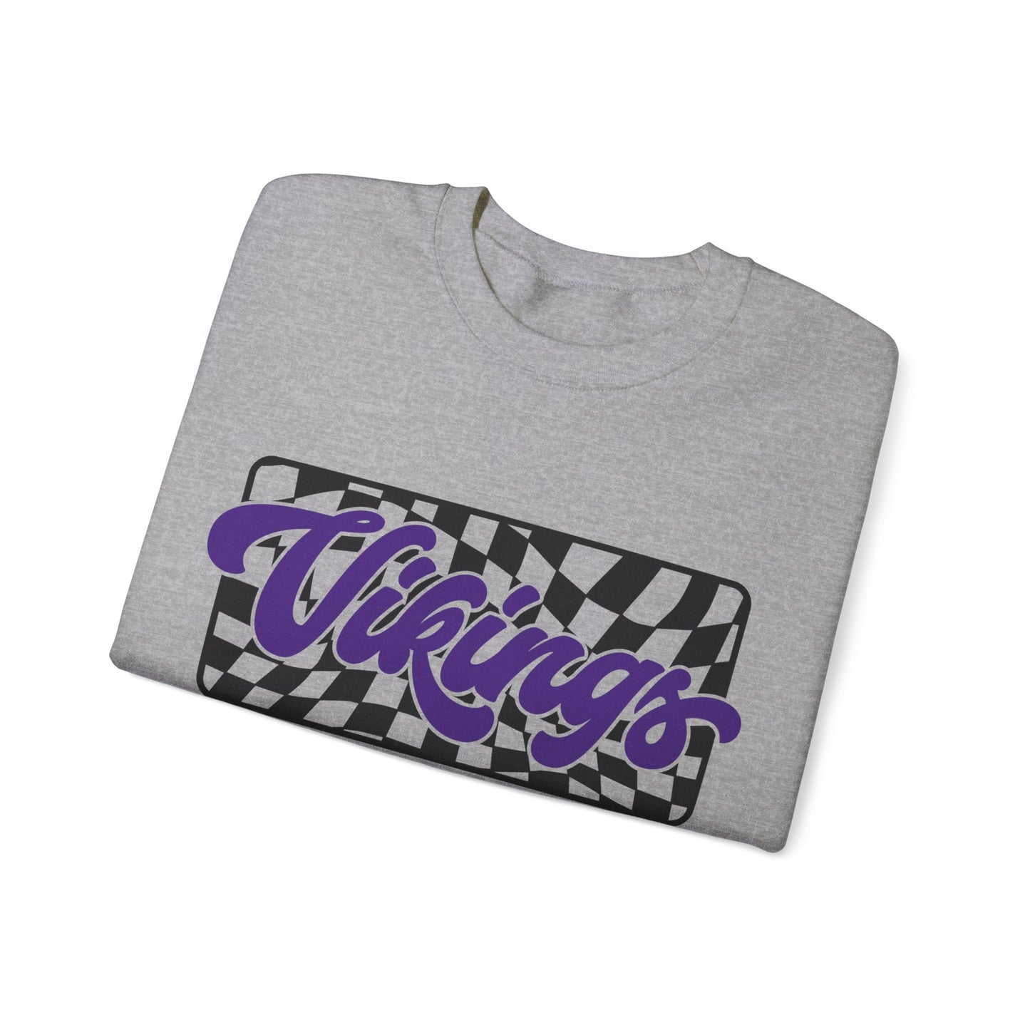 CHECKERED VIKINGS GAMEDAY CREWNECK SWEATSHIRT