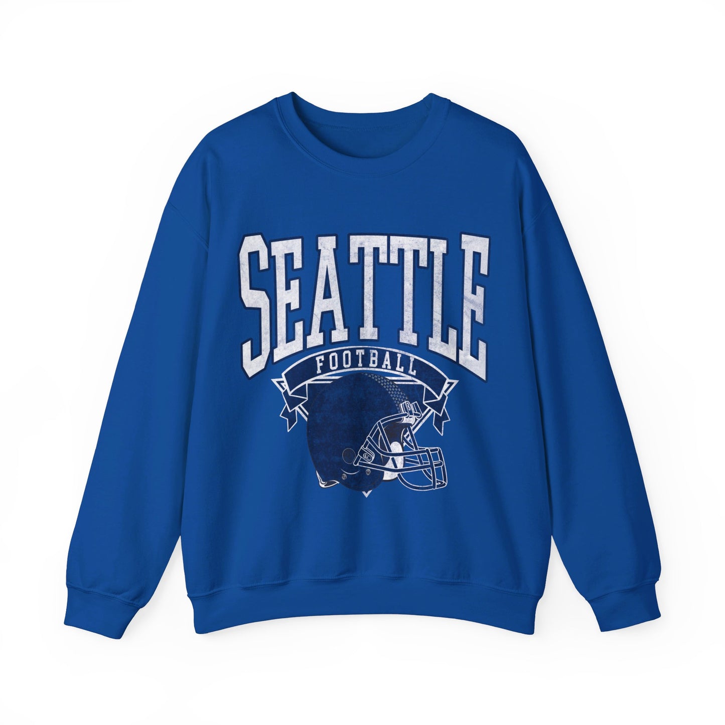 DISTRESSED SEATTLE FOOTBALL CREWNECK SWEATSHIRT