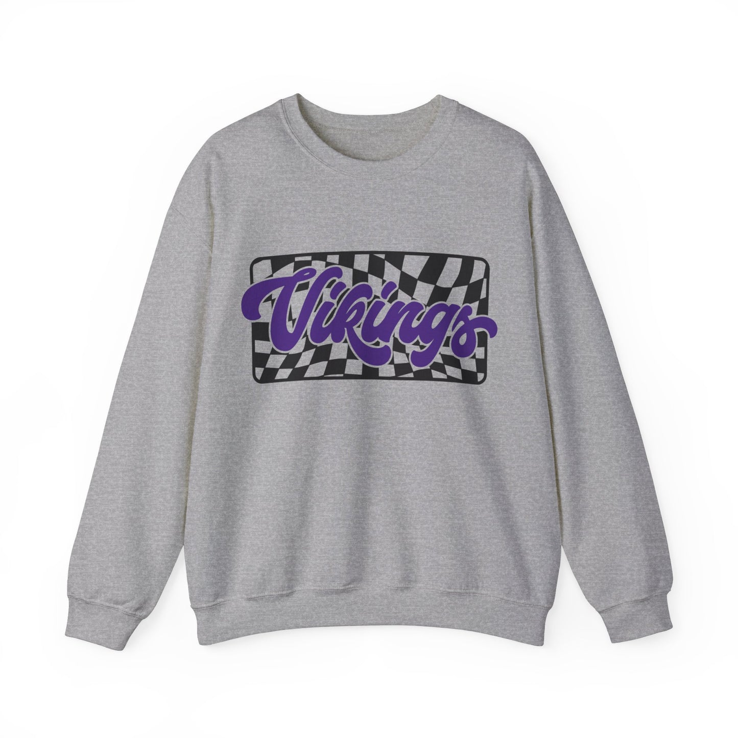 CHECKERED VIKINGS GAMEDAY CREWNECK SWEATSHIRT