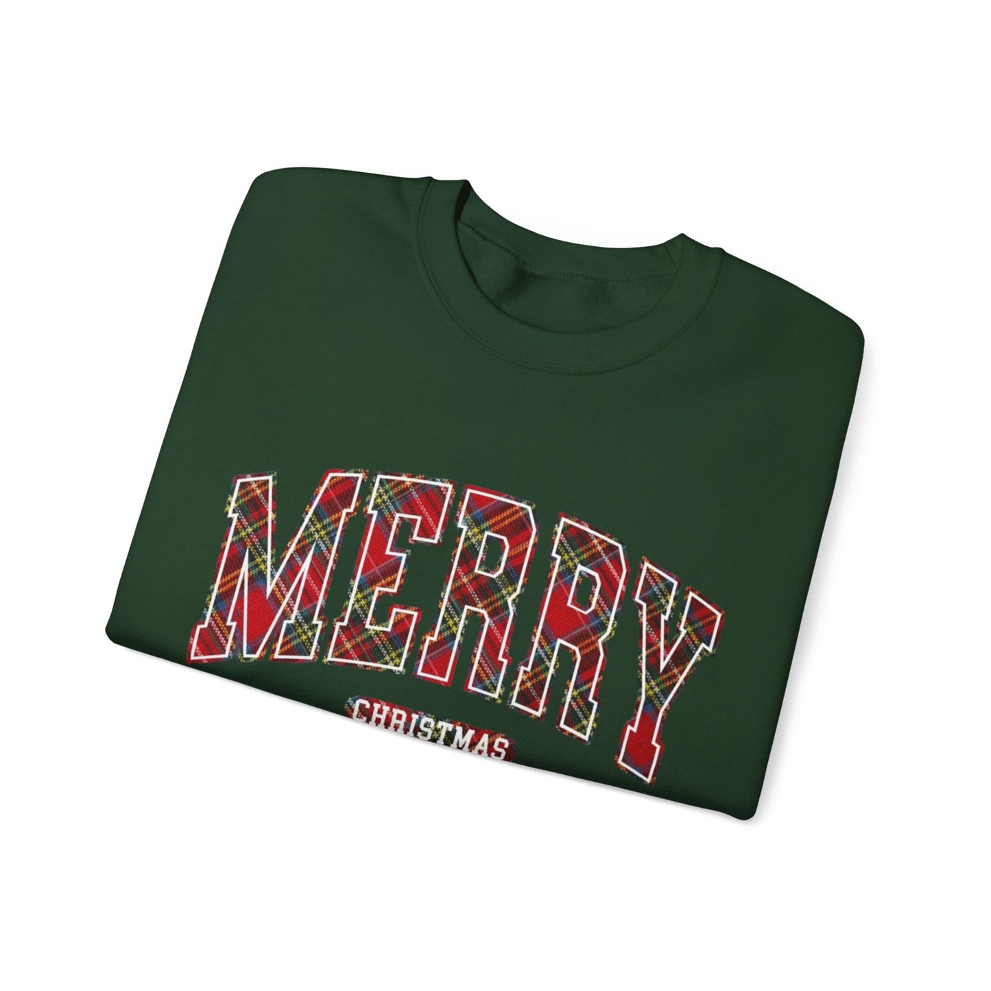 PLAID MERRY CHRISTMAS CREWNECK SWEATSHIRT