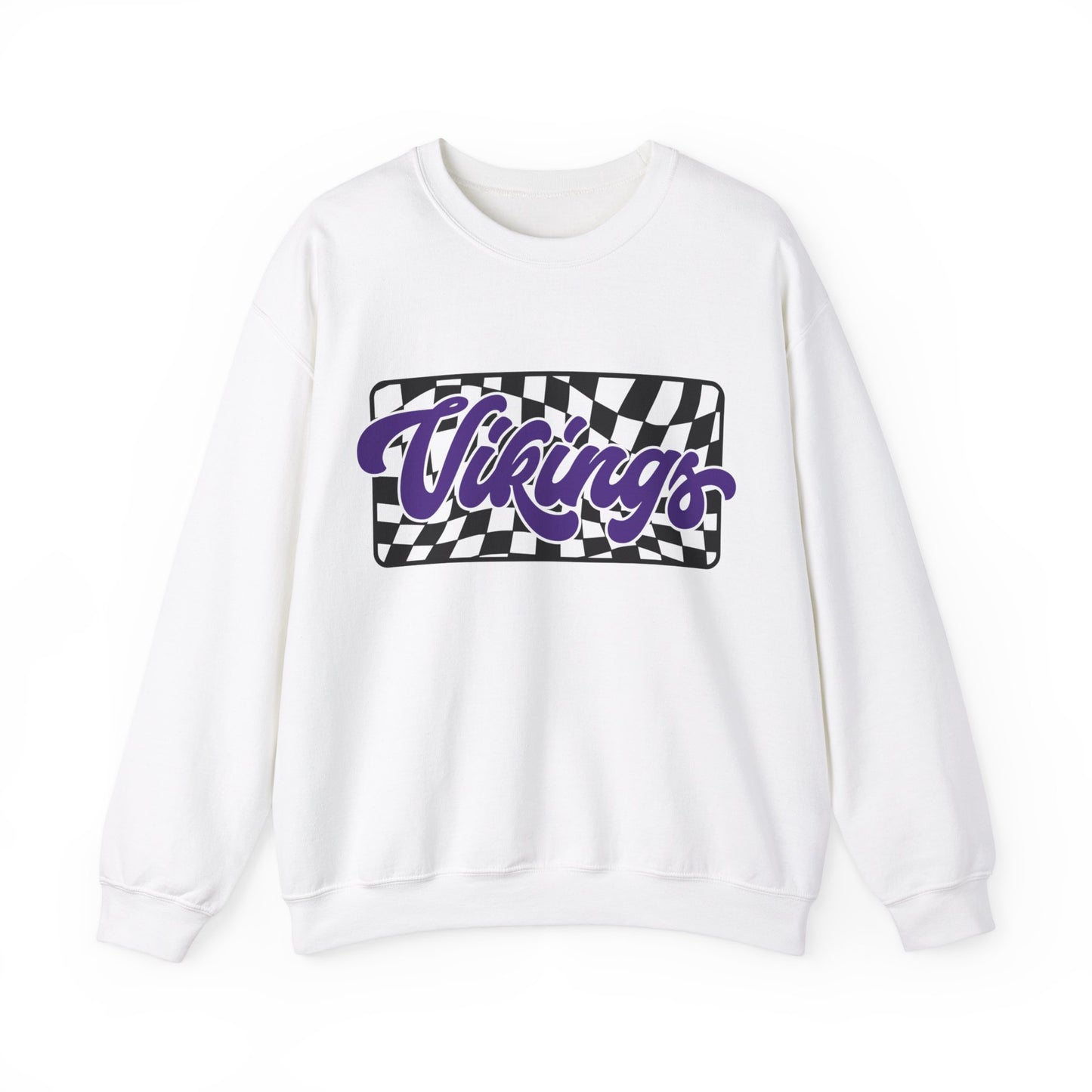 CHECKERED VIKINGS GAMEDAY CREWNECK SWEATSHIRT