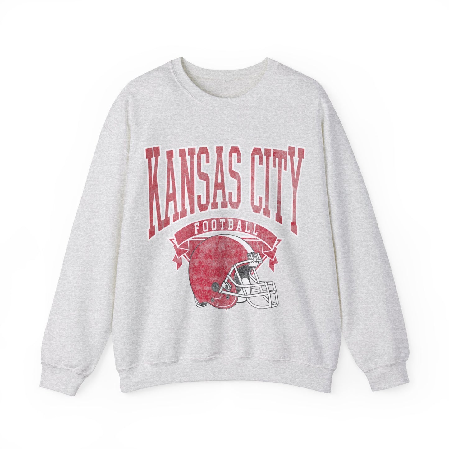 DISTRESSED KANSAS CITY FOOTBALL CREWNECK SWEATSHIRT