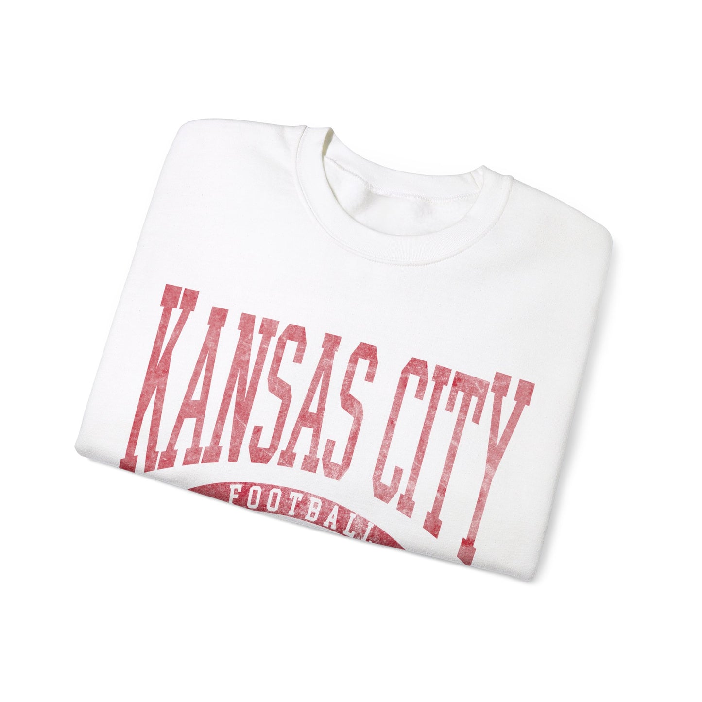 DISTRESSED KANSAS CITY FOOTBALL CREWNECK SWEATSHIRT