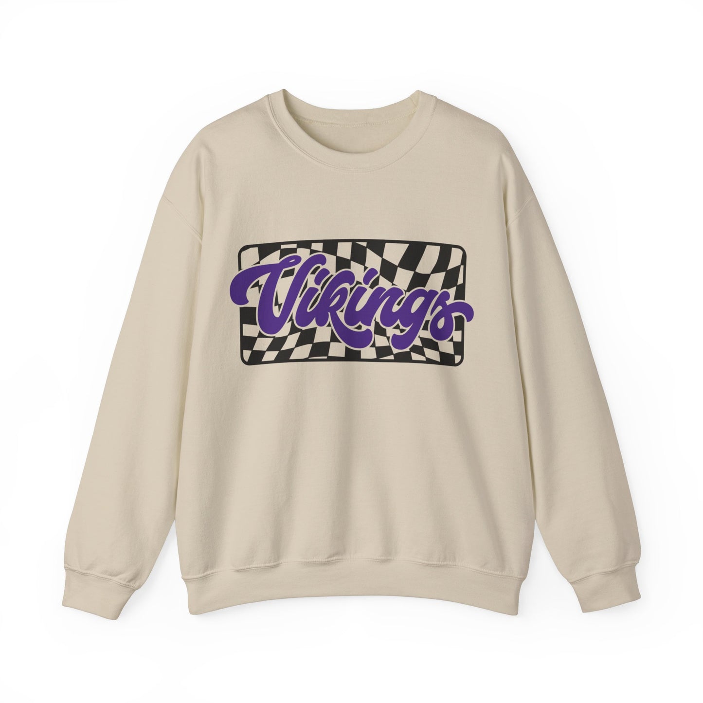 CHECKERED VIKINGS GAMEDAY CREWNECK SWEATSHIRT