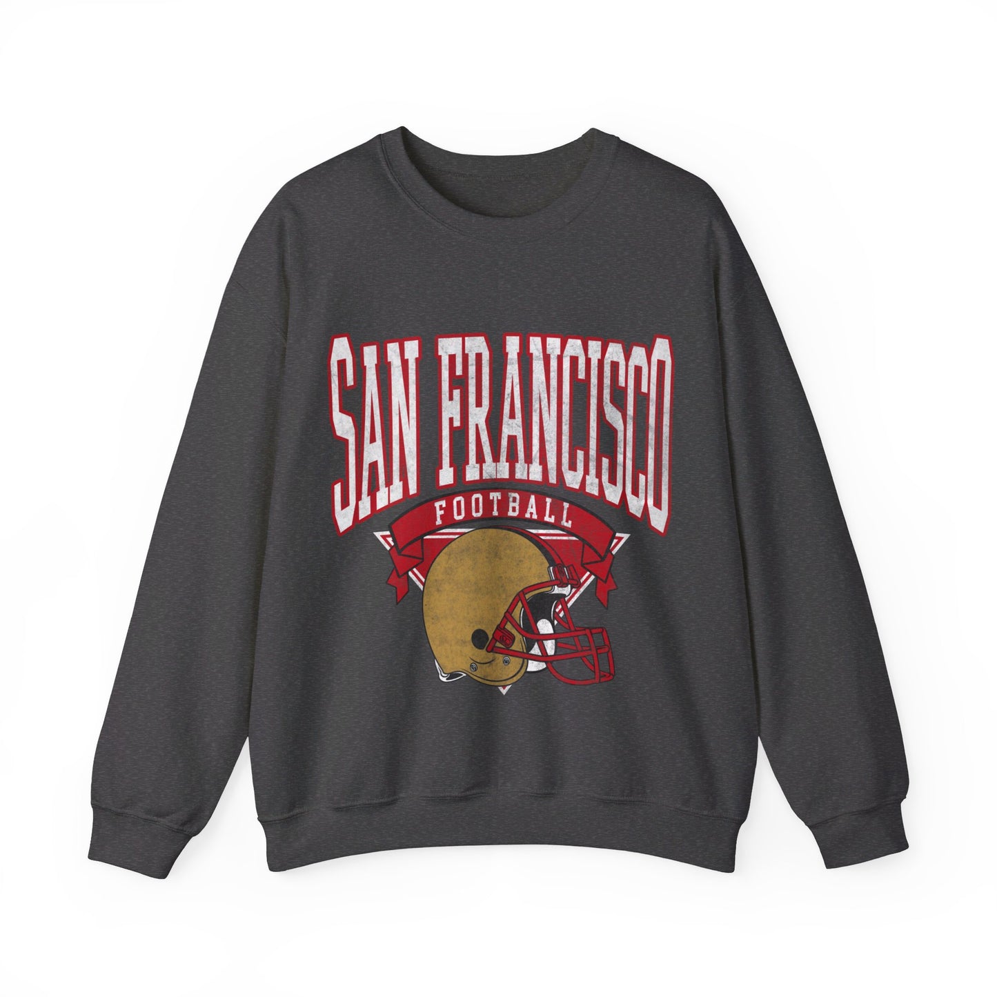 DISTRESSED SAN FRANCISCO FOOTBALL CREWNECK SWEATSHIRT