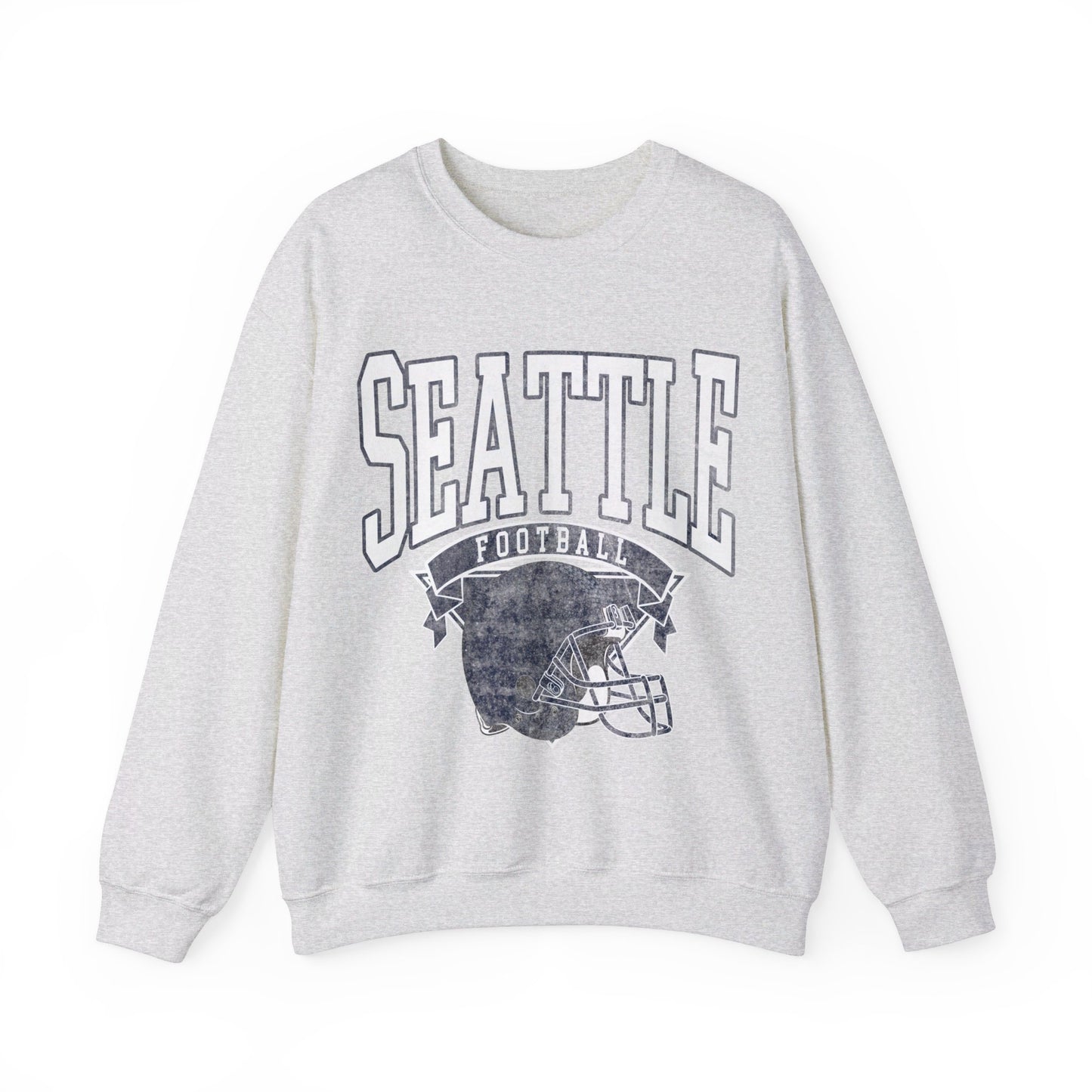 DISTRESSED SEATTLE FOOTBALL CREWNECK SWEATSHIRT