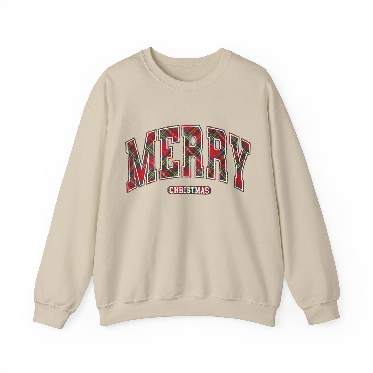 PLAID MERRY CHRISTMAS CREWNECK SWEATSHIRT