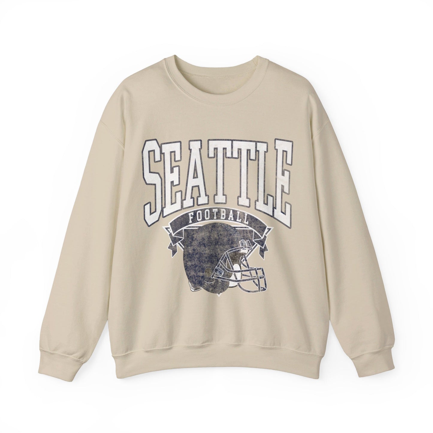 DISTRESSED SEATTLE FOOTBALL CREWNECK SWEATSHIRT