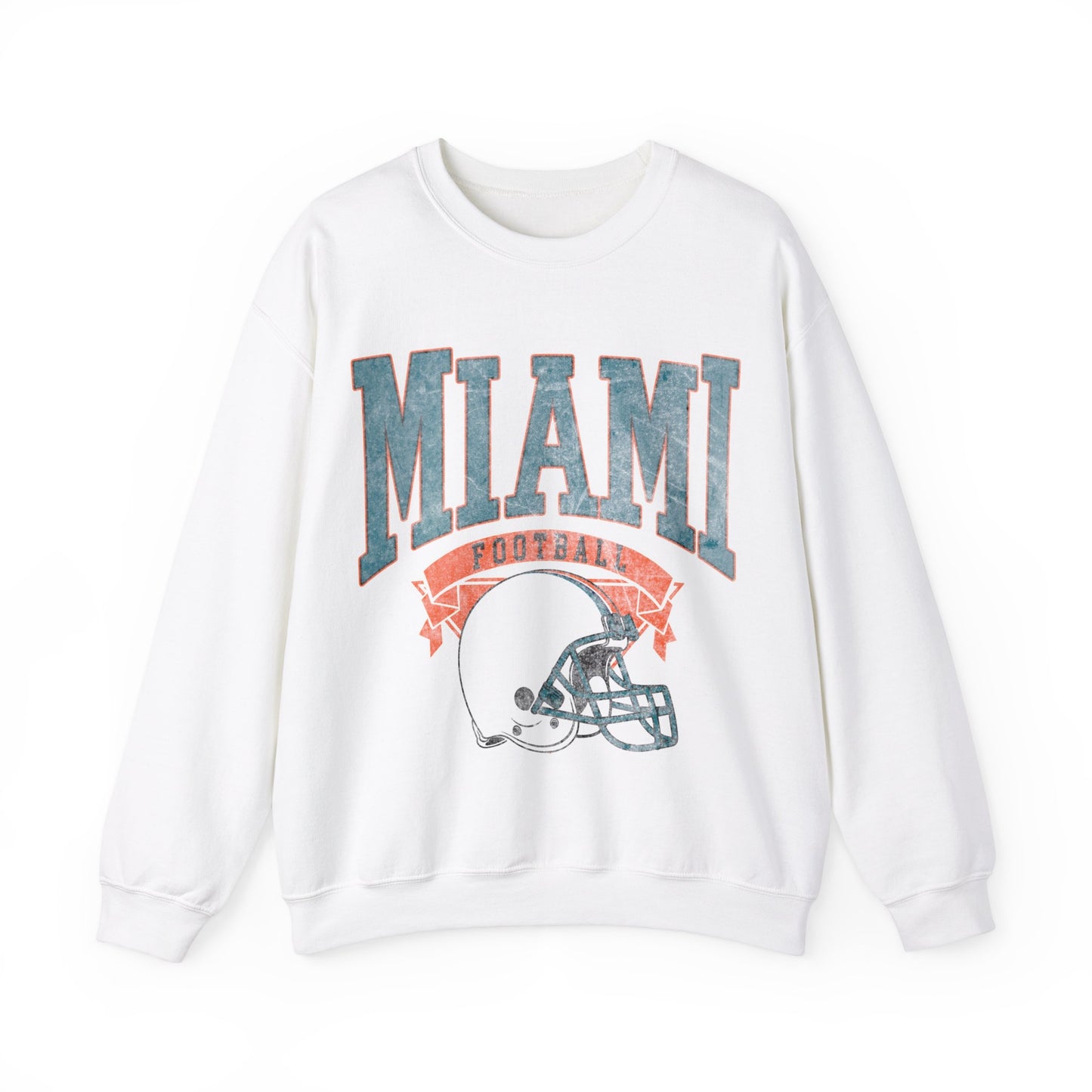 DISTRESSED MIAMI FOOTBALL CREWNECK SWEATSHIRT