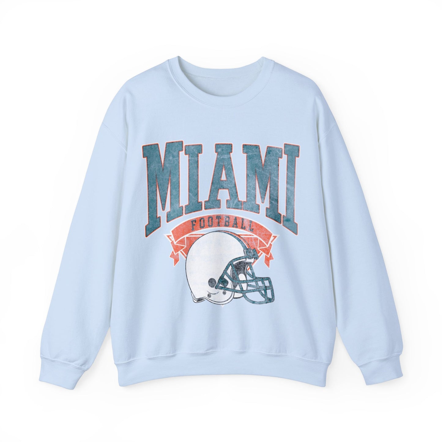 DISTRESSED MIAMI FOOTBALL CREWNECK SWEATSHIRT