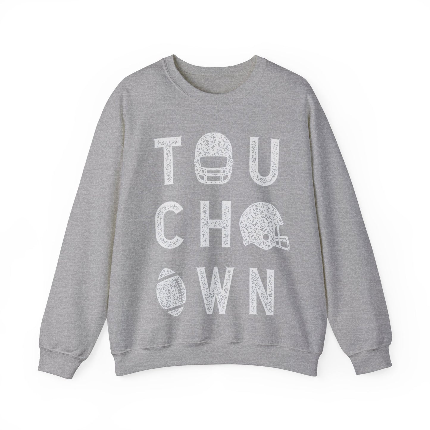 DISTRESSED TOUCHDOWN FOOTBALL CREWNECK SWEATSHIRT