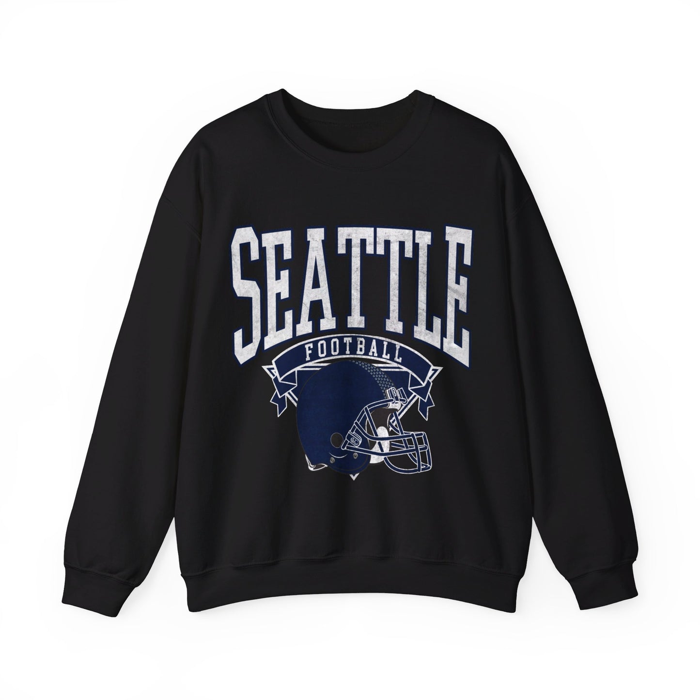 DISTRESSED SEATTLE FOOTBALL CREWNECK SWEATSHIRT