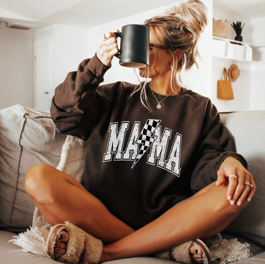 CHECKERED MAMA CREWNECK SWEATSHIRT