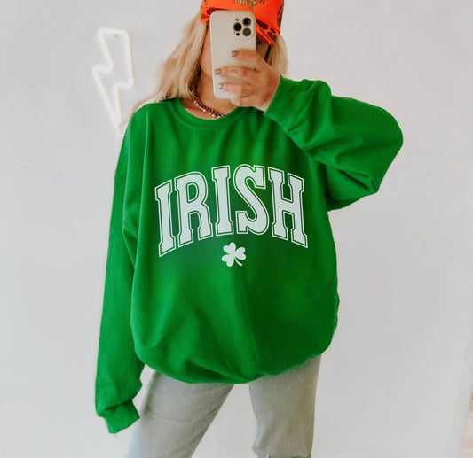 WHITE IRISH SHAMROCK CREWNECK SWEATSHIRT