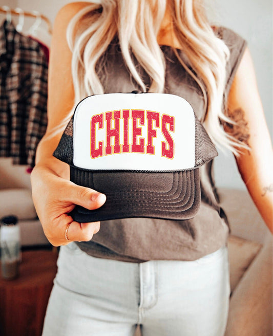 DISTRESSED CHIEFS FOOTBALL TRUCKER HAT