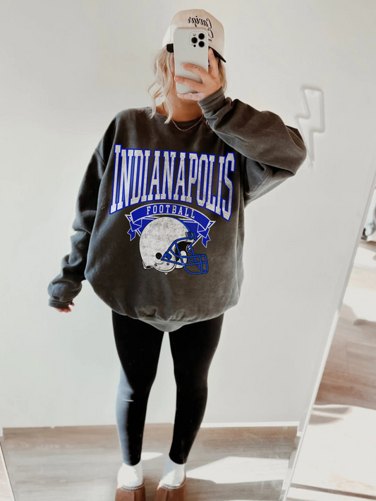 DISTRESSED INDIANAPOLIS FOOTBALL CREWNECK SWEATSHIRT