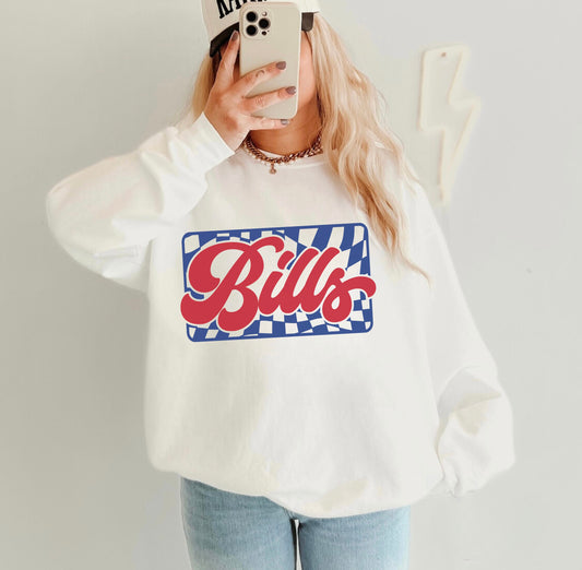 CHECKERED BILLS GAMEDAY CREWNECK SWEATSHIRT