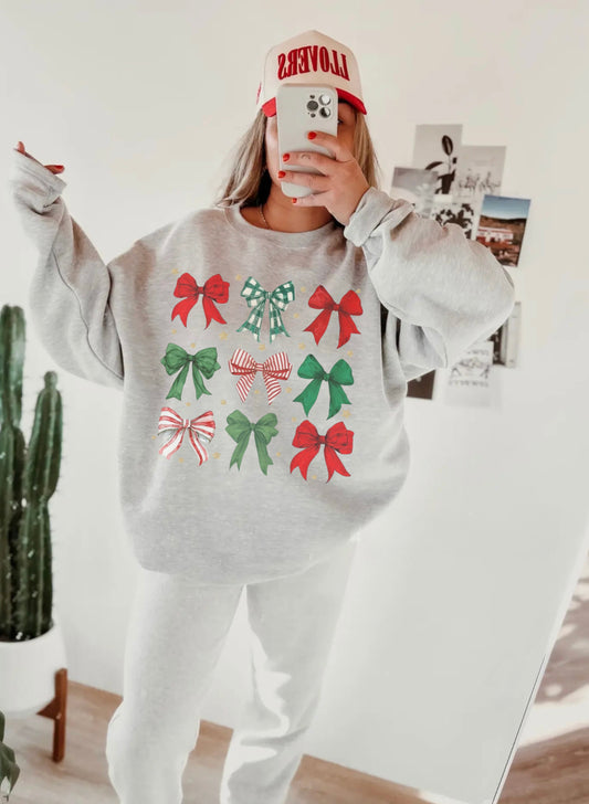 HOLIDAY BOWS CHRISTMAS CREWNECK SWEATSHIRT