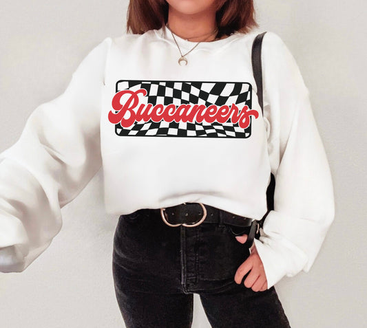 CHECKERED BUCCANEERS GAMEDAY CREWNECK SWEATSHIRT