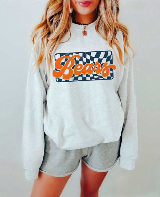 CHECKERED BEARS GAMEDAY CREWNECK SWEATSHIRT