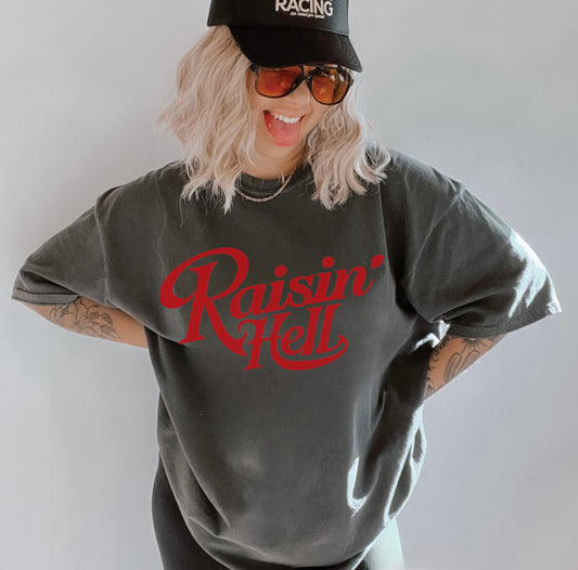 RAISIN HELL WESTERN GRAPHIC TEE